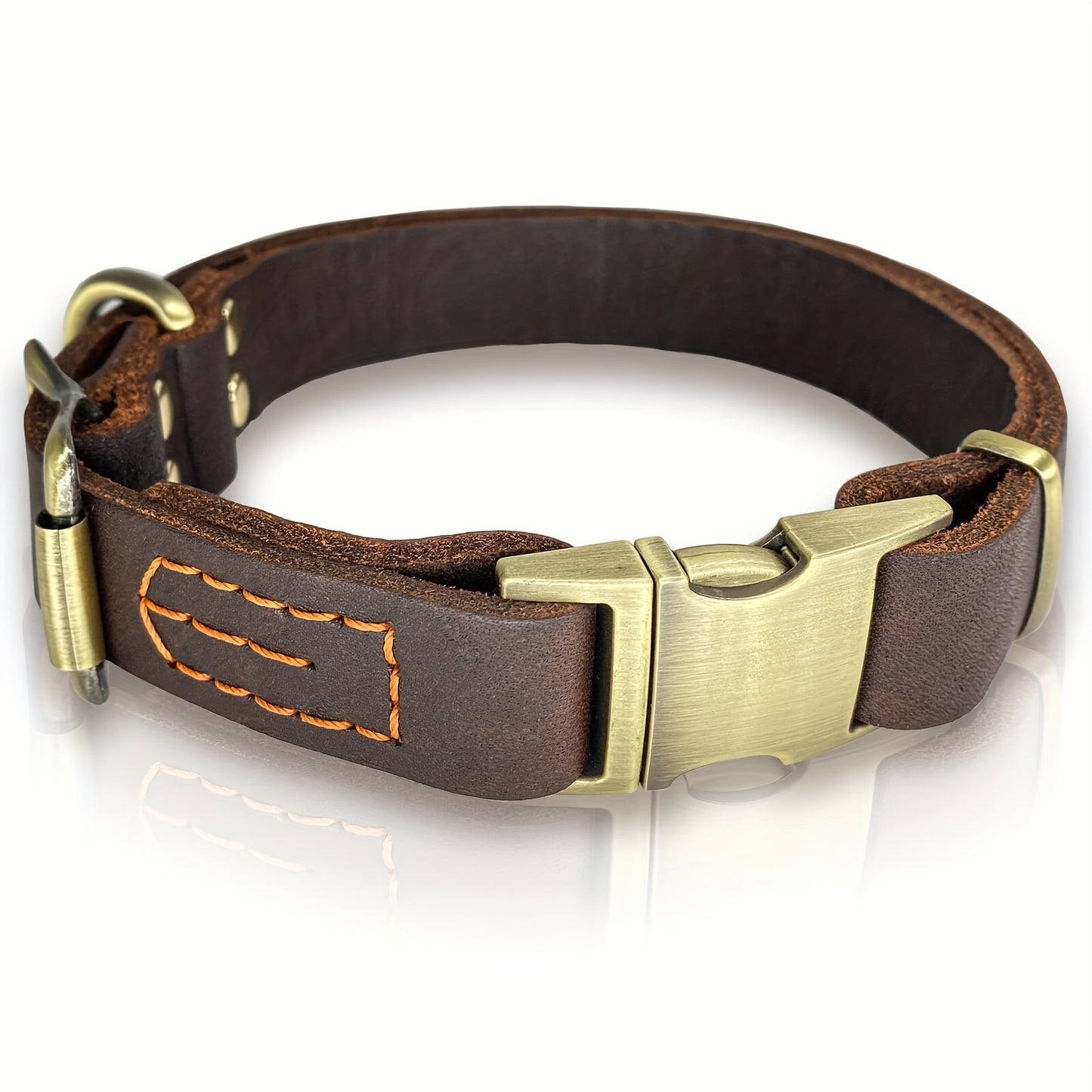 Leather Dog Collar with Metal Quick Release Buckle