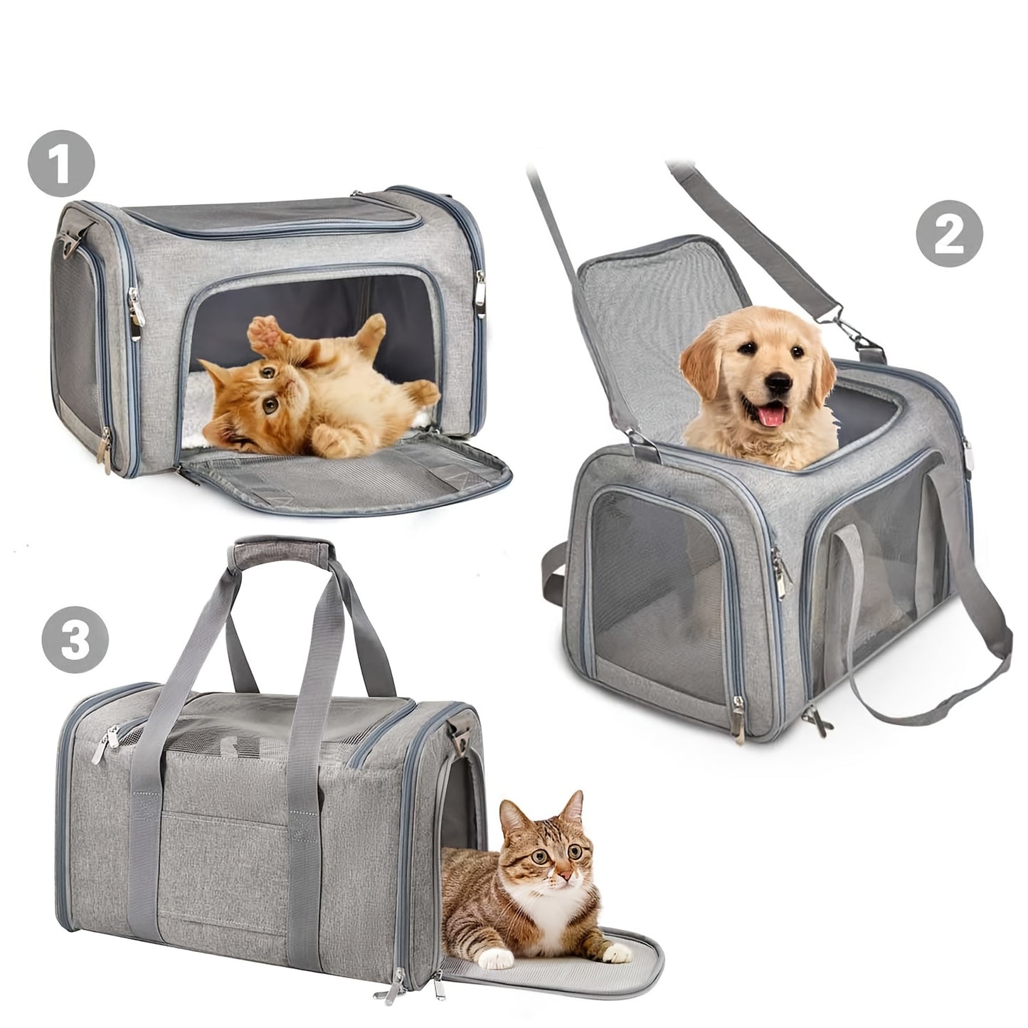 Airline-Approved Portable Pet Carrier Bag with Plush Mat – Spacious, Ventilated Travel Companion for Small to Medium Pets Up to 15 lbs