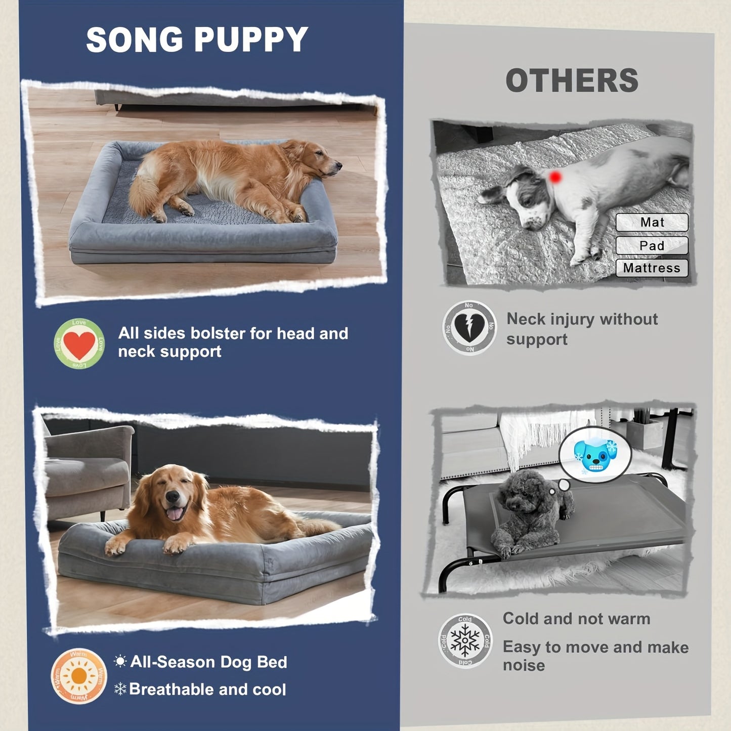 Magnolia Sofa Dog Bed, Removable And Washable Large Dog Bed  Soft Plush Dog Pad Surface, For Large, Medium, Small, Dogs.