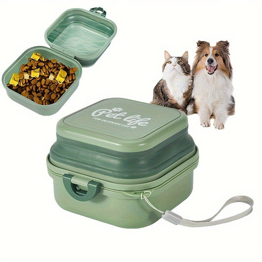 Portable folding dog/cat bowl double-layer drinking water eating bowl