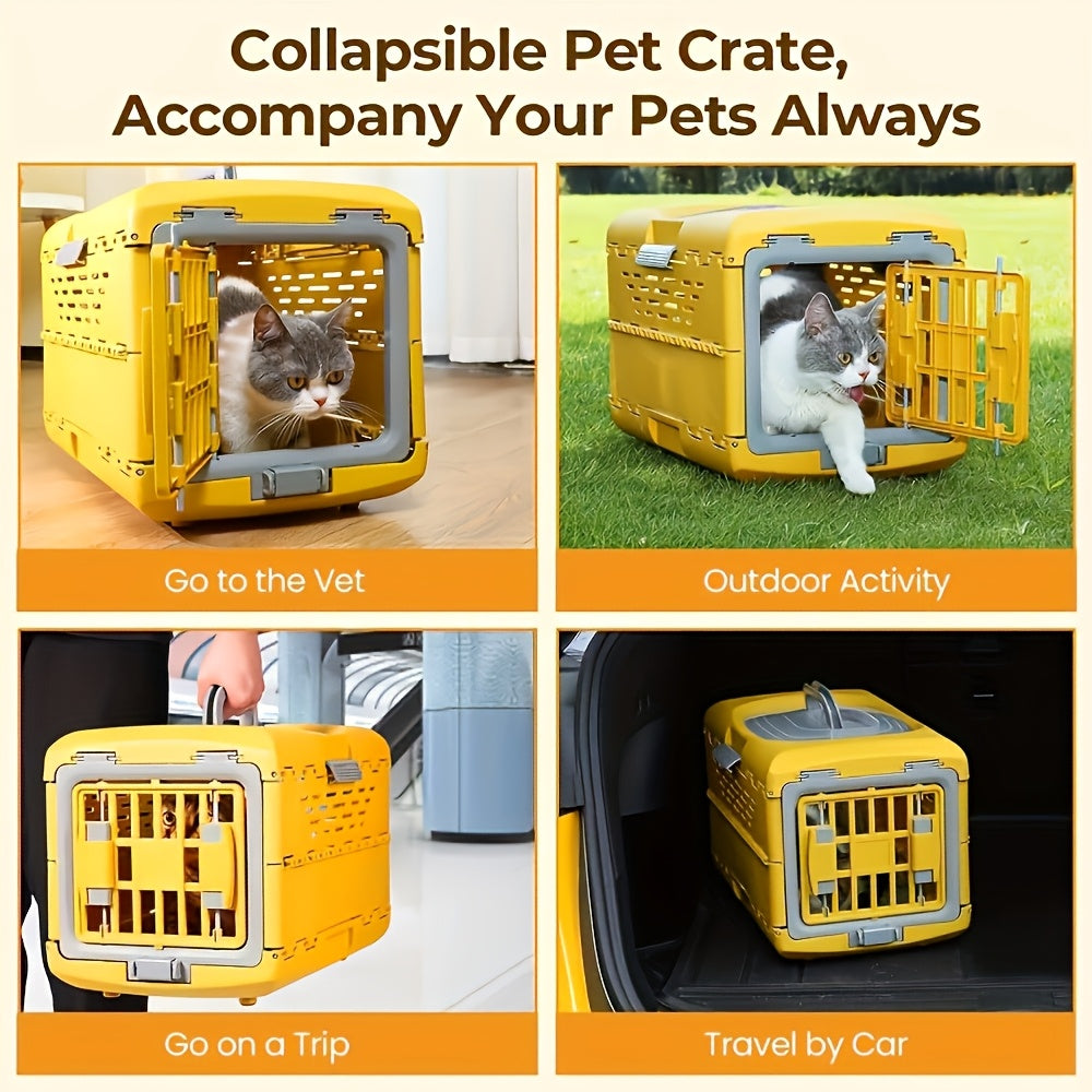 Foldable Hard-Sided Pet Crate with Dual Doors – Portable Travel Kennel for Small & Medium Pets