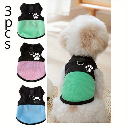 [MESH Pet Vest] 3pcs Summer Mesh Pet Vest - Breathable Clothes with Pull Rings for Small Cats and Dogs