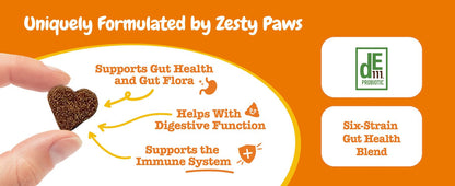 Zesty Paws Probiotics for Dogs - Digestive Enzymes for Gut Flora, Digestive Health, Diarrhea & Bowel Support - Clinically Studied DE111 - Dog Supplement Soft Chew for Pet Immune System - Chicken