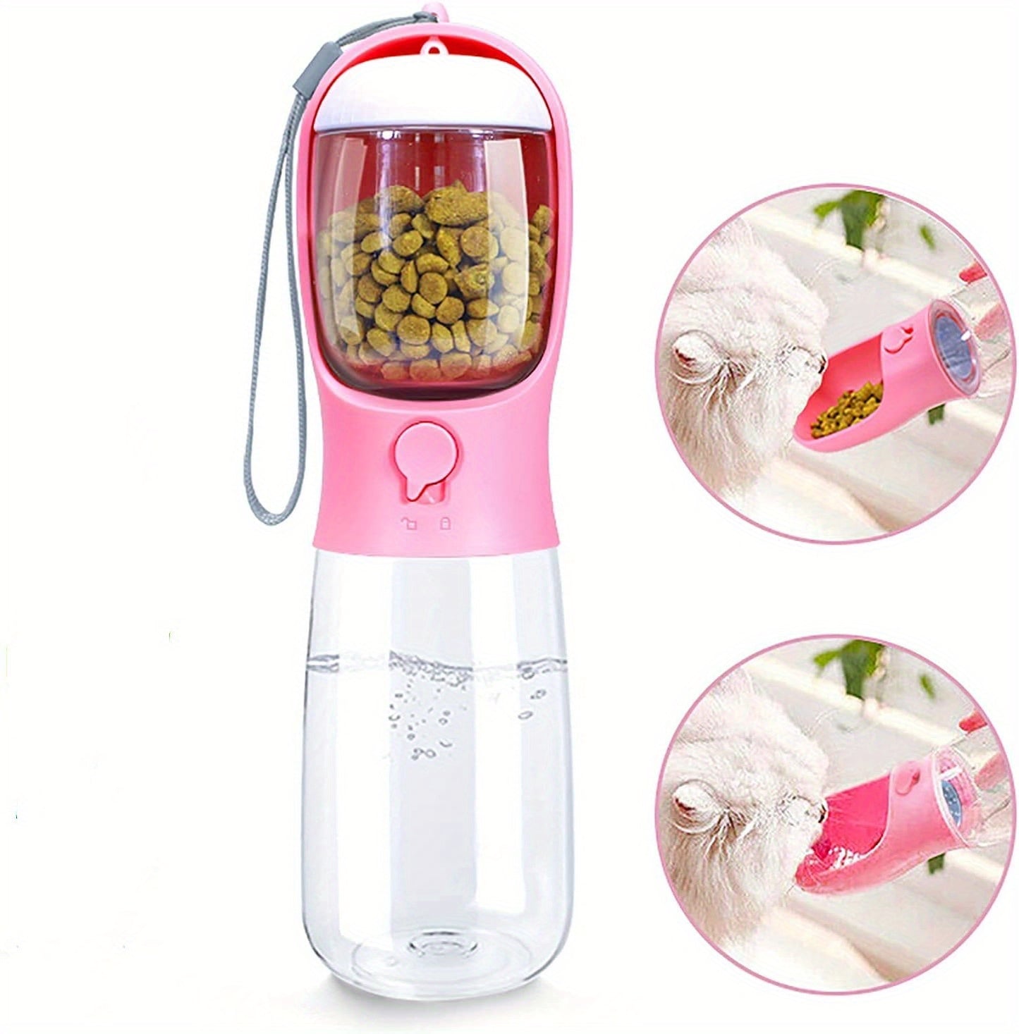 Large Capacity Portable Pet Water Bottle with Food Container