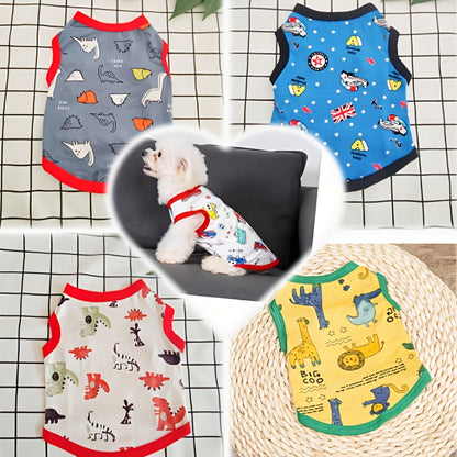 6pcs Cartoon Fashion Pet Vest - Random Non-Repeating Colors - Suitable for Small Dogs -  Easy to Change