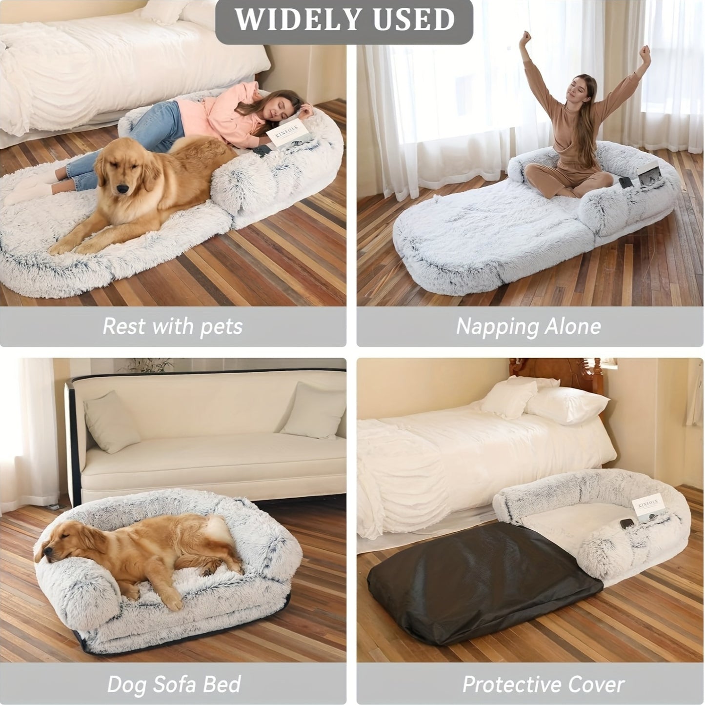 1pc Deluxe Plush Pet Sofa Bed For Medium To Large Dogs And Cats - Collapsible Dog Bed