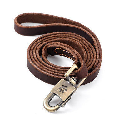 Durable 6ft Leather Dog Leash - Heavy Duty Braided Training Leash for All Dog Sizes