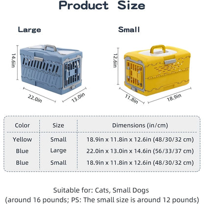 Foldable Hard-Sided Pet Crate with Dual Doors – Portable Travel Kennel for Small & Medium Pets