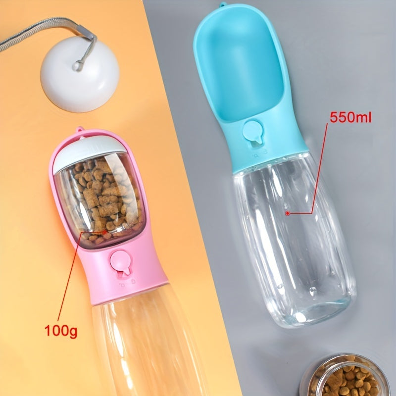 Large Capacity Portable Pet Water Bottle with Food Container