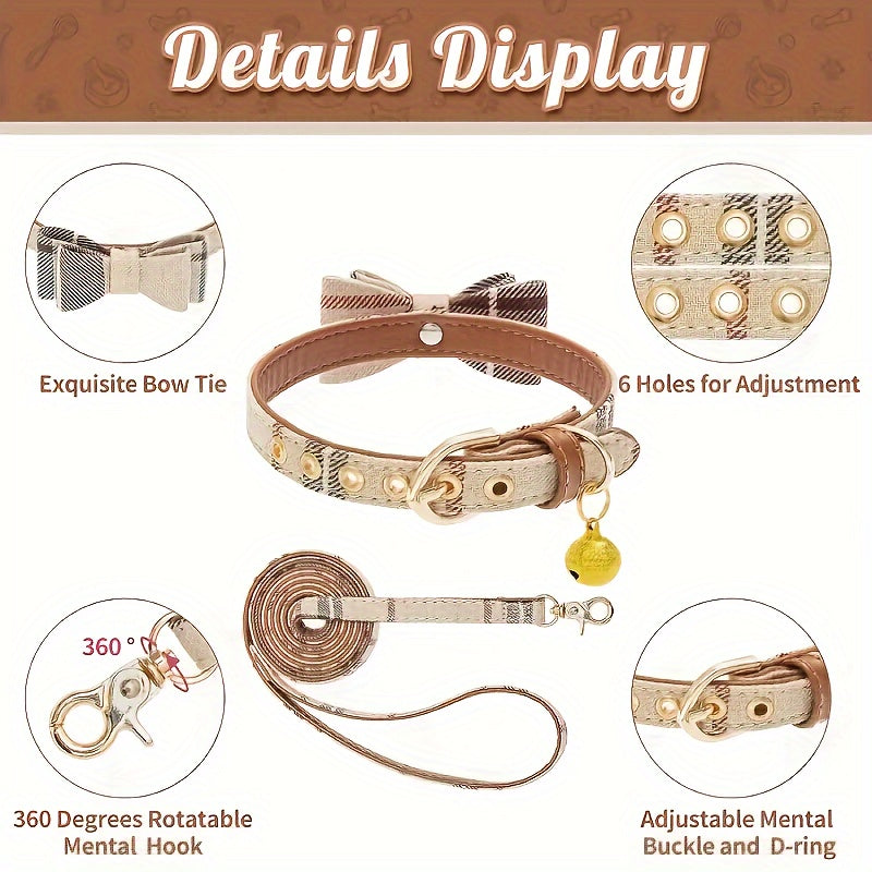 Classic Puppy Plaid Pet Collar Traction Set Dog Triangle Scarf Collar Bow