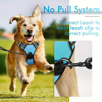 3pcs Adjustable Escape-Proof Dog Harness Set – Walking Leash with Poop Bag Dispenser