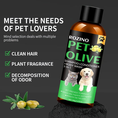 3-in-1 Hydrating ROZINO Pet Grooming Shampoo & Conditioner