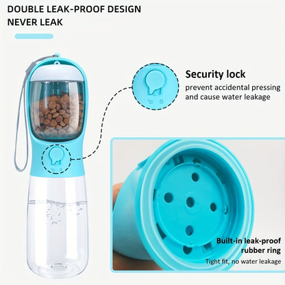 Large Capacity Portable Pet Water Bottle with Food Container