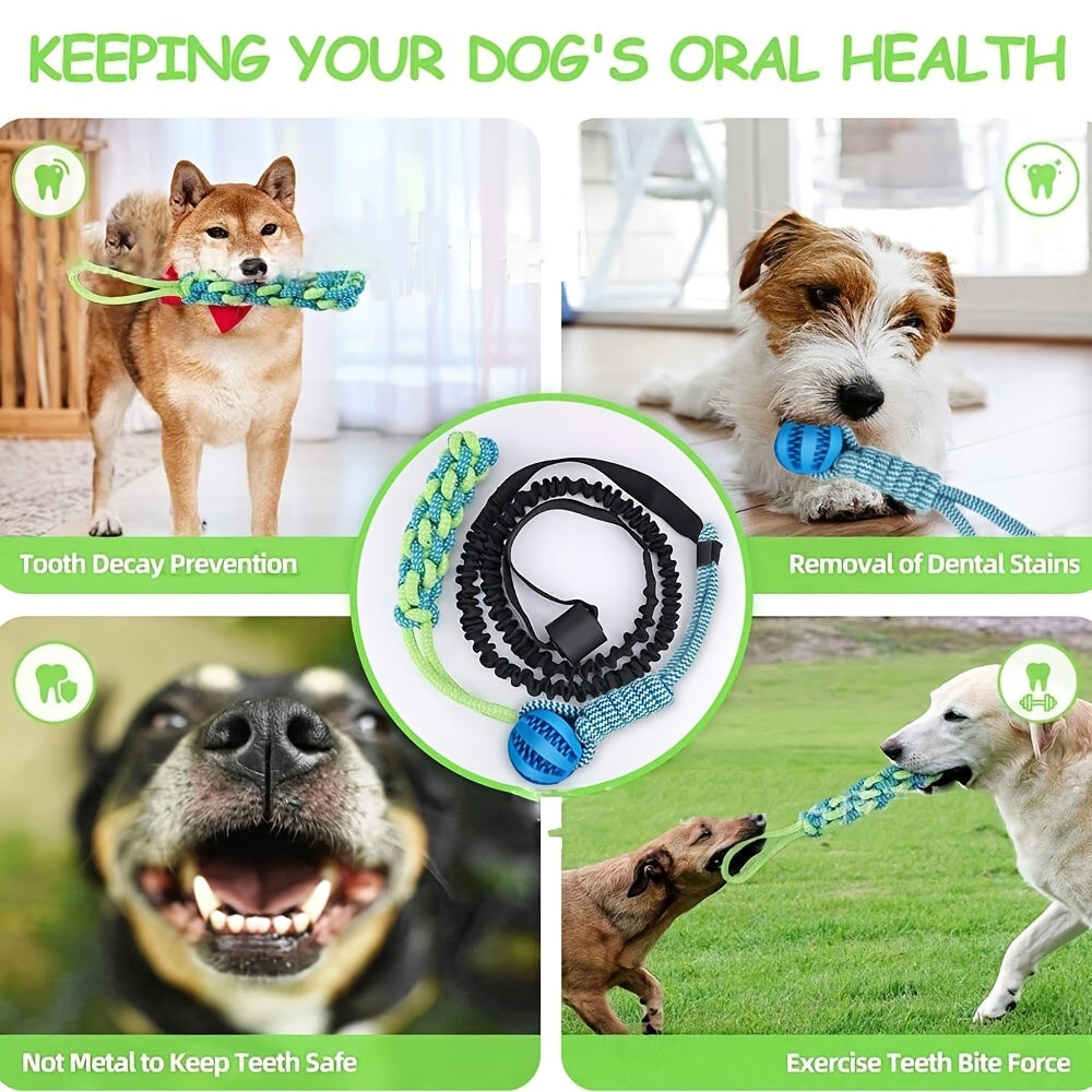 [Durable Dog Tug Toy] 1pc Durable Interactive Dog Tug of War Toy - Multi-Purpose Indoor and Outdoor Pet Play, Teeth Cleaning, No Battery Needed