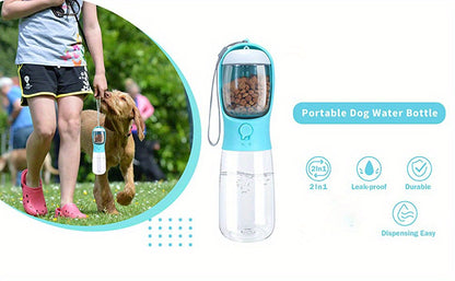 Large Capacity Portable Pet Water Bottle with Food Container