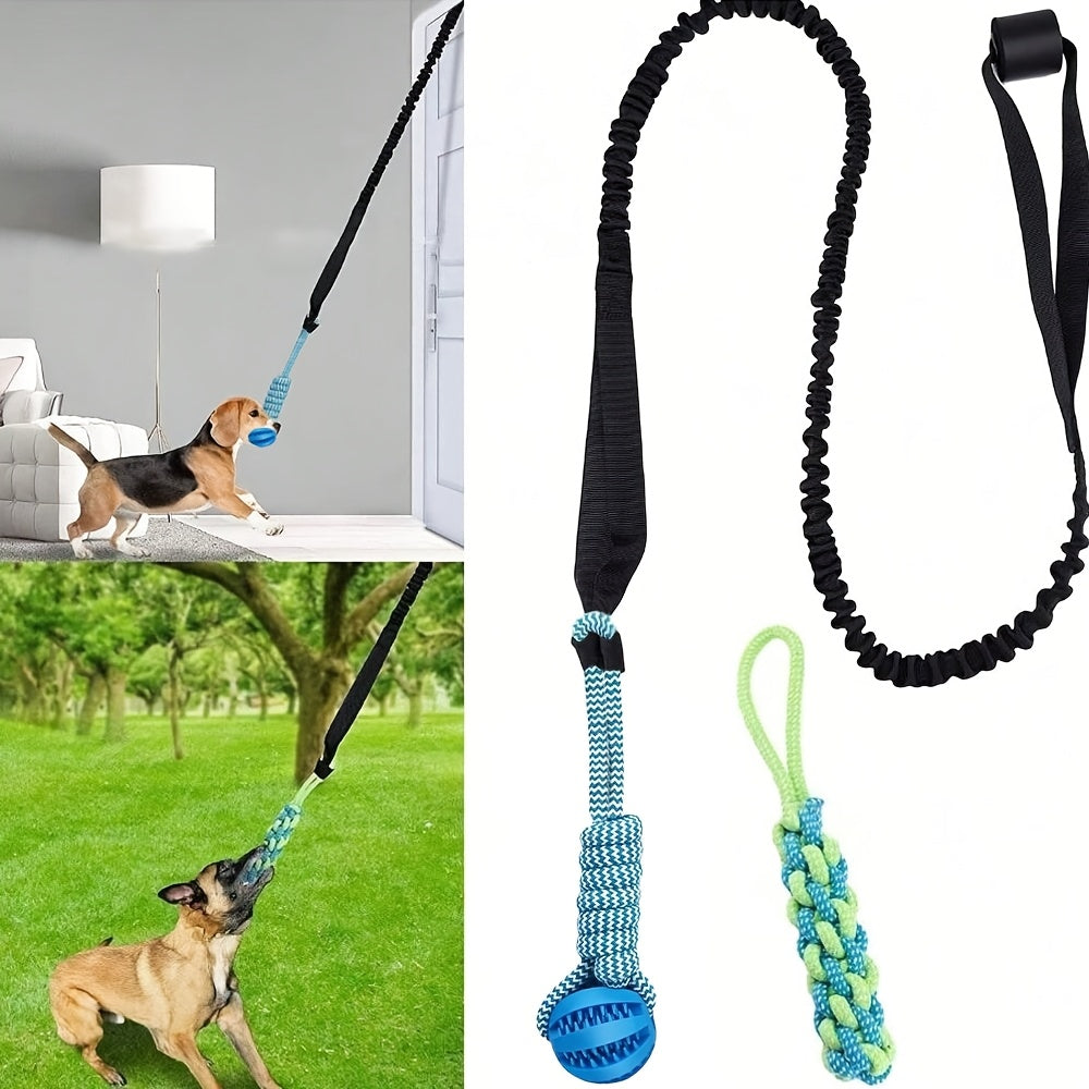 [Durable Dog Tug Toy] 1pc Durable Interactive Dog Tug of War Toy - Multi-Purpose Indoor and Outdoor Pet Play, Teeth Cleaning, No Battery Needed