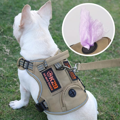 Magnolia Heavy Duty No Pull Tactical Dog Harness and Poop Bag Holder Pocket - Adjustable