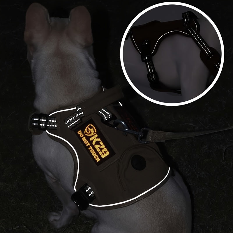 Magnolia Heavy Duty No Pull Tactical Dog Harness and Poop Bag Holder Pocket - Adjustable