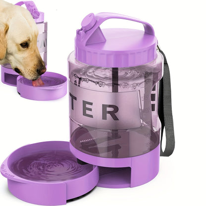 LESOTC 74oz Purple Dog Water Bottle with Pull-Out Bowl - Large Capacity, Portable Hydration for Travel, Camping & Park Play - Ideal for All Sizes (Large, Medium, Small) - Easy-to-Use Design with Capacity Markings, Pet Travel