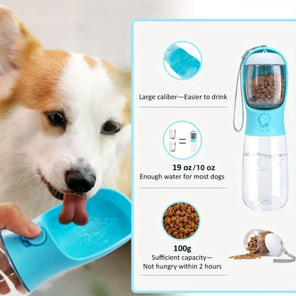 Large Capacity Portable Pet Water Bottle with Food Container