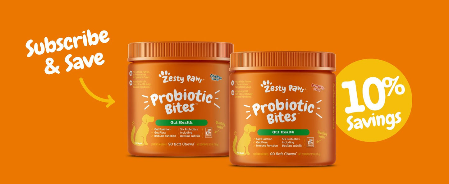 Zesty Paws Probiotics for Dogs - Digestive Enzymes for Gut Flora, Digestive Health, Diarrhea & Bowel Support - Clinically Studied DE111 - Dog Supplement Soft Chew for Pet Immune System - Chicken