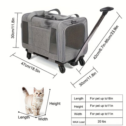 Extra Large Foldable Pet Travel Carrier with Detachable Design - Spacious & Secure Nylon Trolley Case