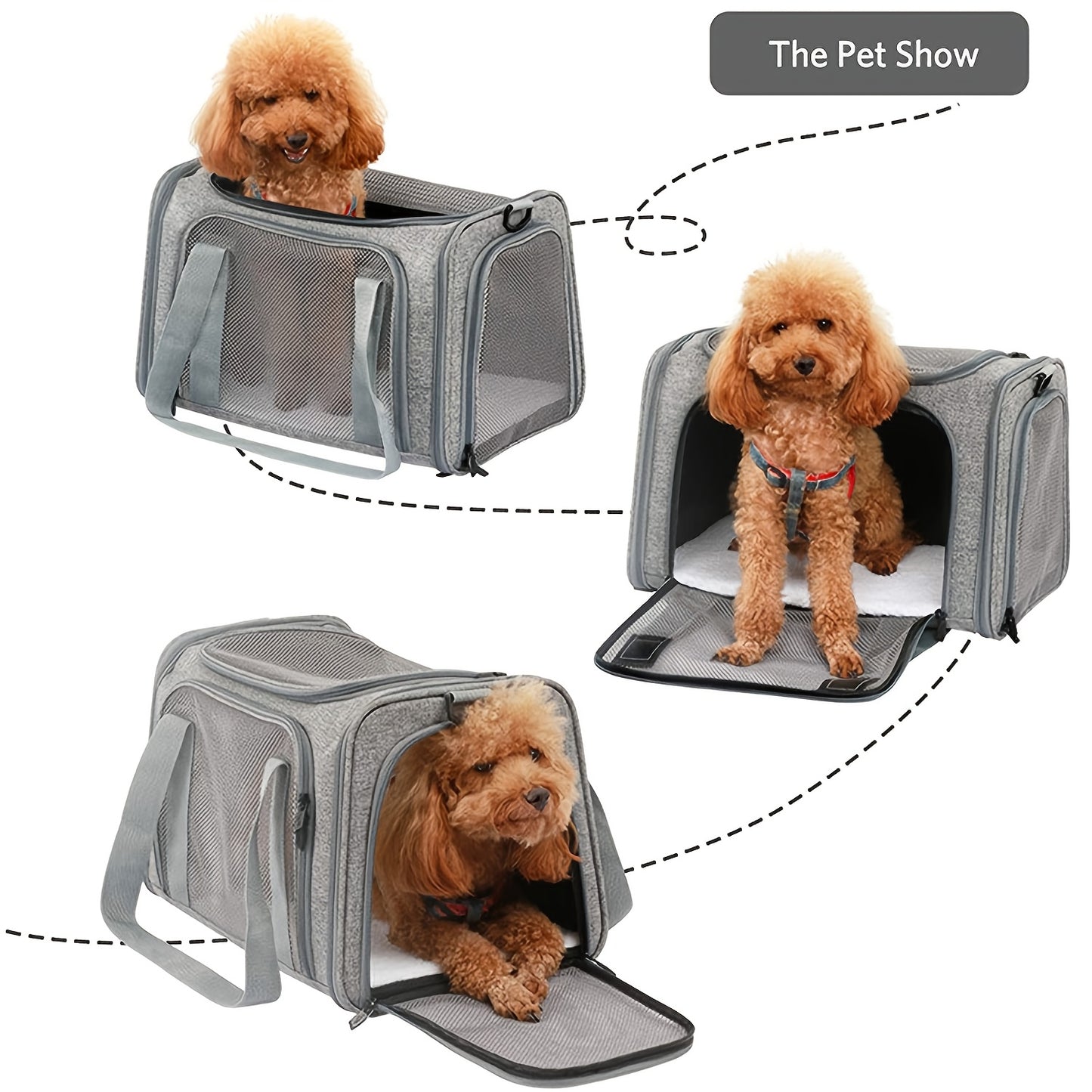 Airline-Approved Portable Pet Carrier Bag with Plush Mat – Spacious, Ventilated Travel Companion for Small to Medium Pets Up to 15 lbs