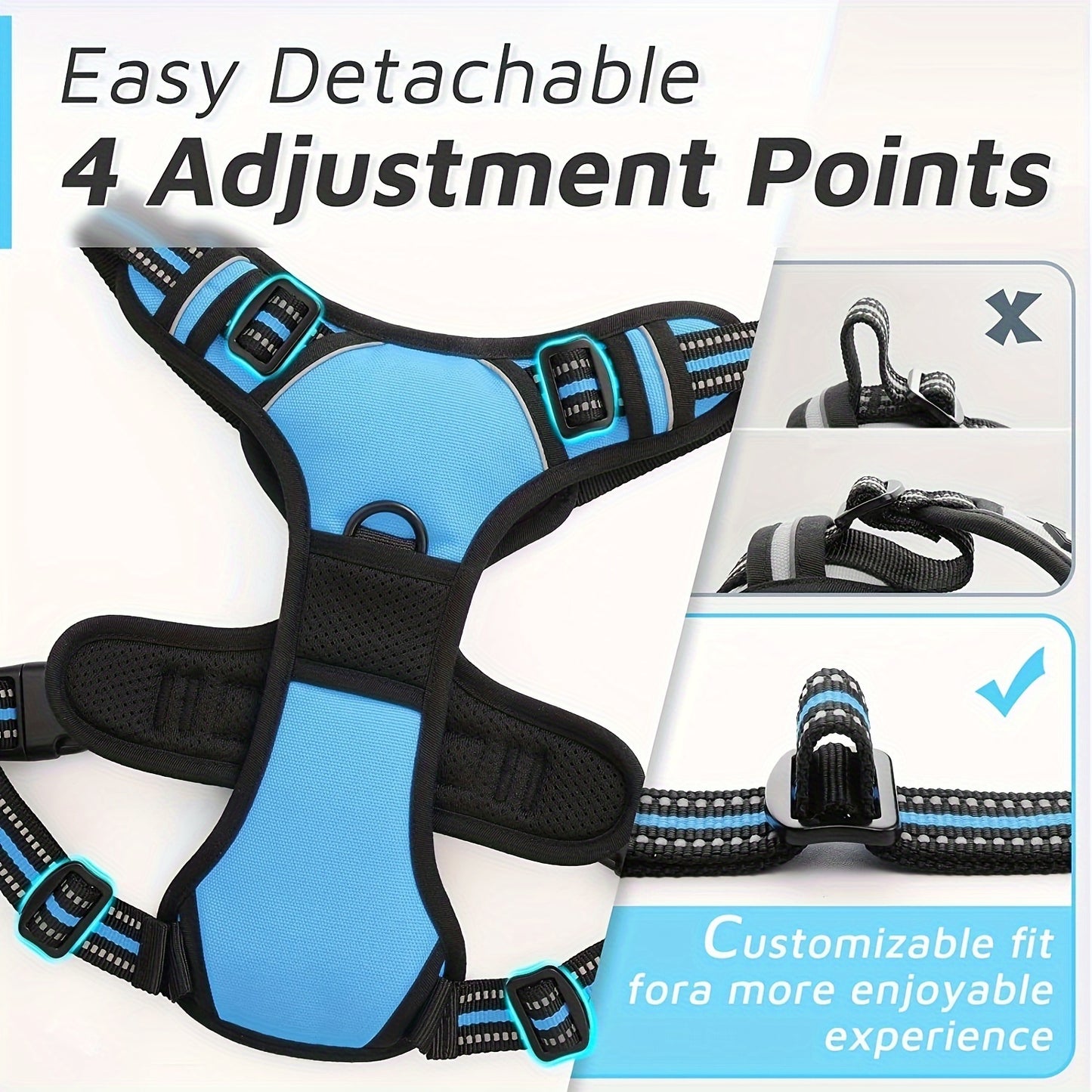 3pcs Adjustable Escape-Proof Dog Harness Set – Walking Leash with Poop Bag Dispenser