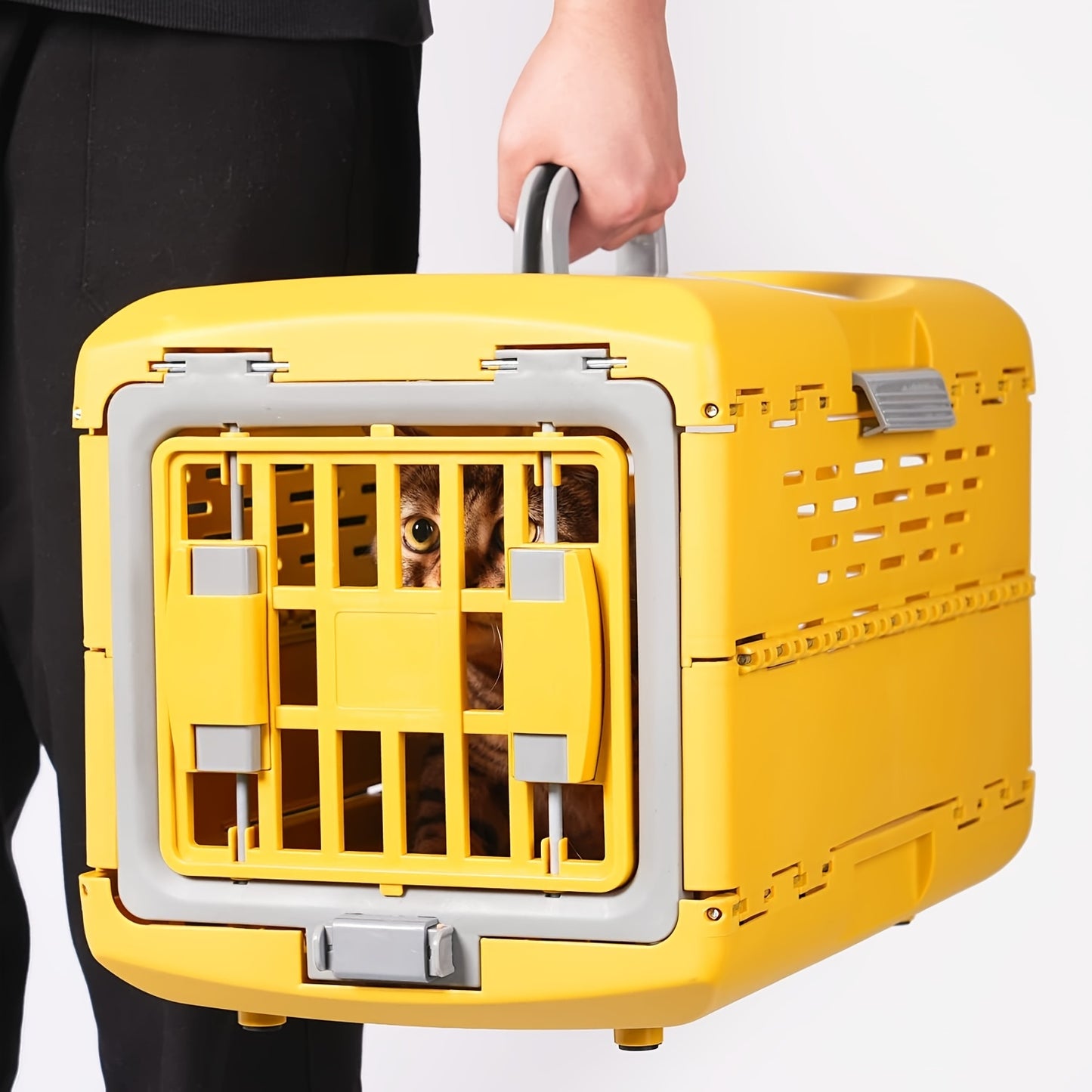 Foldable Hard-Sided Pet Crate with Dual Doors – Portable Travel Kennel for Small & Medium Pets