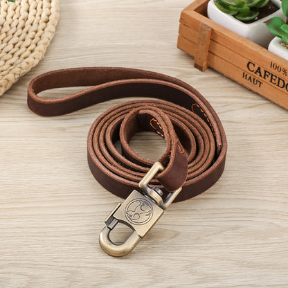 Durable 6ft Leather Dog Leash - Heavy Duty Braided Training Leash for All Dog Sizes