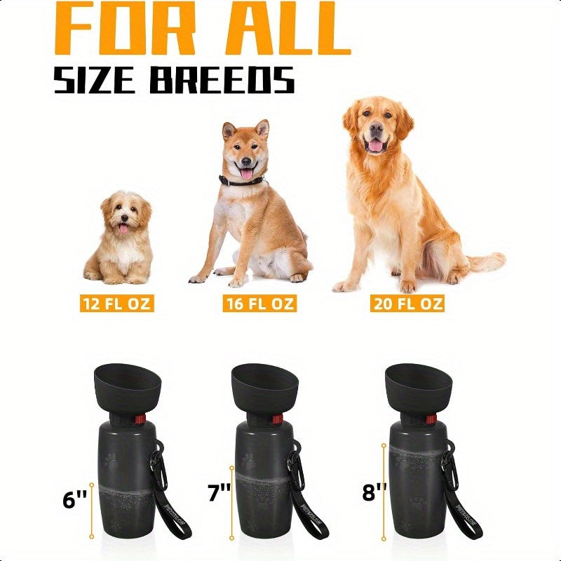 28oz Portable Dog Water Bottle with Bowl - Leak-Proof, BPA-Free, Food-Grade Material, Flip-Top Design for Easy Hydration on Walks, Hikes & Travel - Black, Dog Water Dispenser