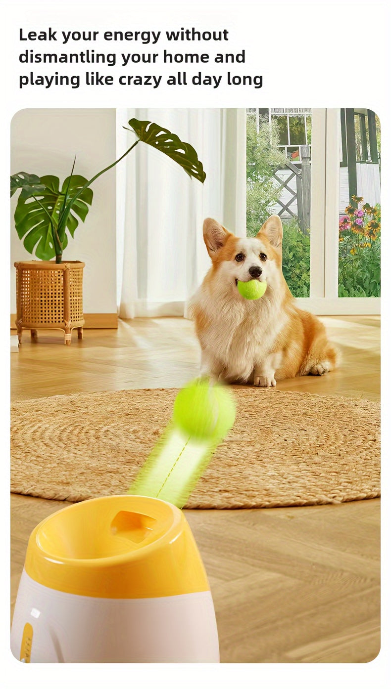 3 Tennis Ball Automatic Dog Ball Launcher - Interactive Pet Toy For Fetch Training And Exercise