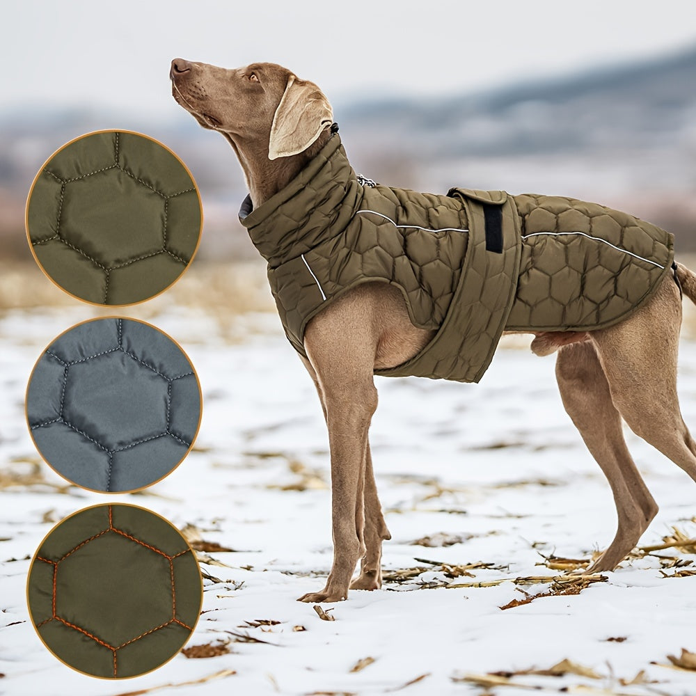 [Warm Reflective Dog Vest] Autumn and Winter Reflective Waterproof Quilted Warm Dog Vest - Medium and Large Dog Clothes, Adjustable Storm Coat