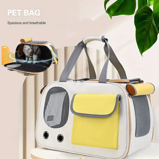 Portable Pet Carrier - Ventilated, Foldable, Space Capsule Design, Single-Shoulder Bag for Easy Travel - Perfect for Cats & Small Dog