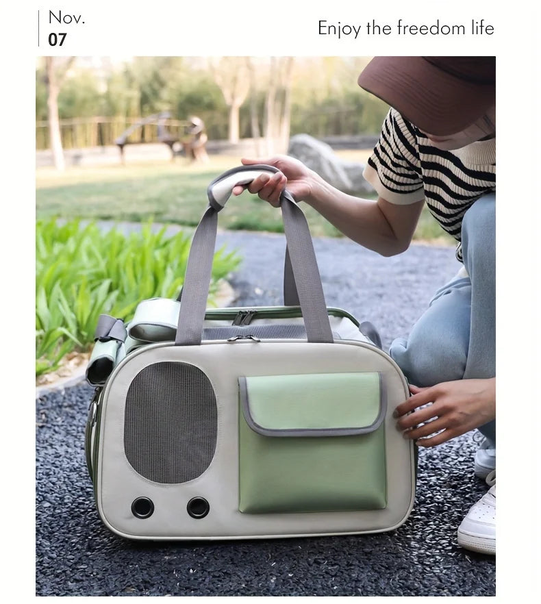 Portable Pet Carrier - Ventilated, Foldable, Space Capsule Design, Single-Shoulder Bag for Easy Travel - Perfect for Cats & Small Dog