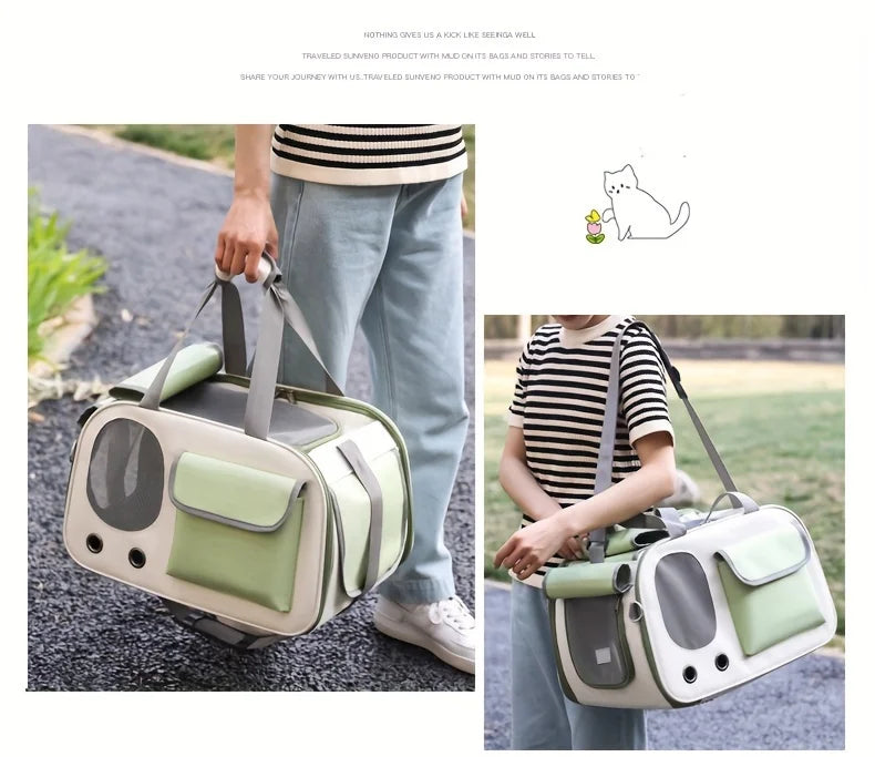 Portable Pet Carrier - Ventilated, Foldable, Space Capsule Design, Single-Shoulder Bag for Easy Travel - Perfect for Cats & Small Dog