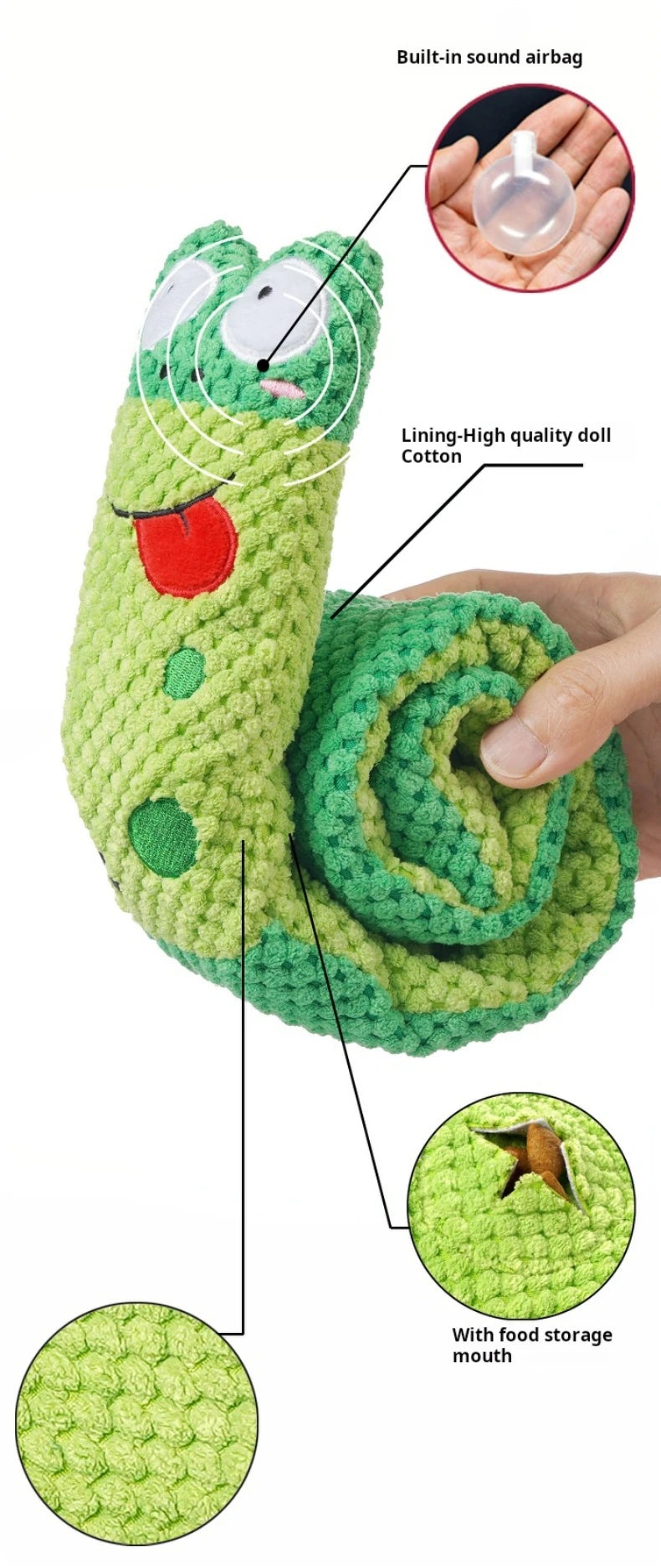 Indestructible Snail Plush Sound Squeaky Dog Toy