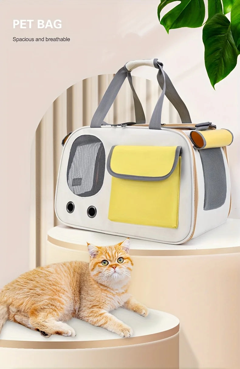 Portable Pet Carrier - Ventilated, Foldable, Space Capsule Design, Single-Shoulder Bag for Easy Travel - Perfect for Cats & Small Dog