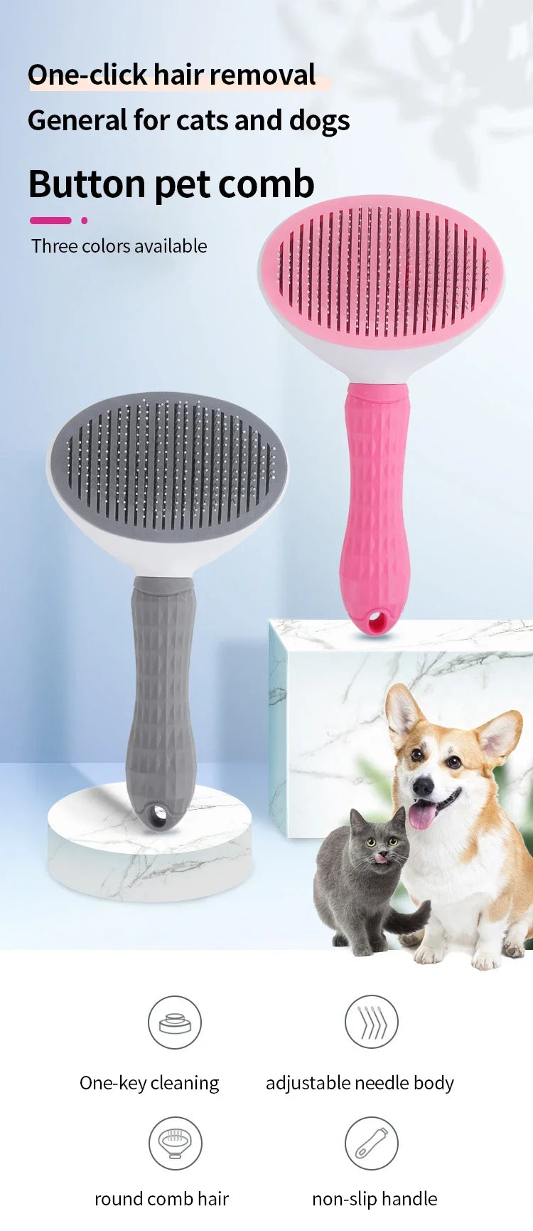 Pet Hair Brush Grooming and Stainless Steel Comb For Long Hair Dog Cleaning Pets Cat Dog Accessories