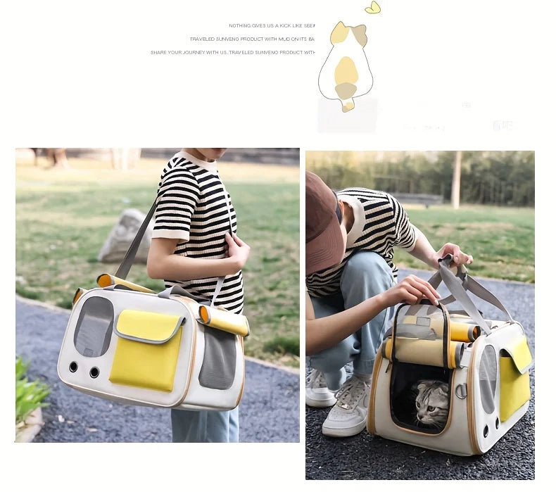 Portable Pet Carrier - Ventilated, Foldable, Space Capsule Design, Single-Shoulder Bag for Easy Travel - Perfect for Cats & Small Dog