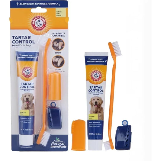 Pet Teeth Cleaning Kit: Reduces Plaque & Tartar Buildup for Pet Universal Toothpaste Toothbrush Set