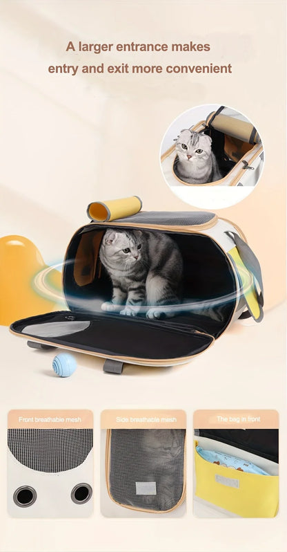 Portable Pet Carrier - Ventilated, Foldable, Space Capsule Design, Single-Shoulder Bag for Easy Travel - Perfect for Cats & Small Dog