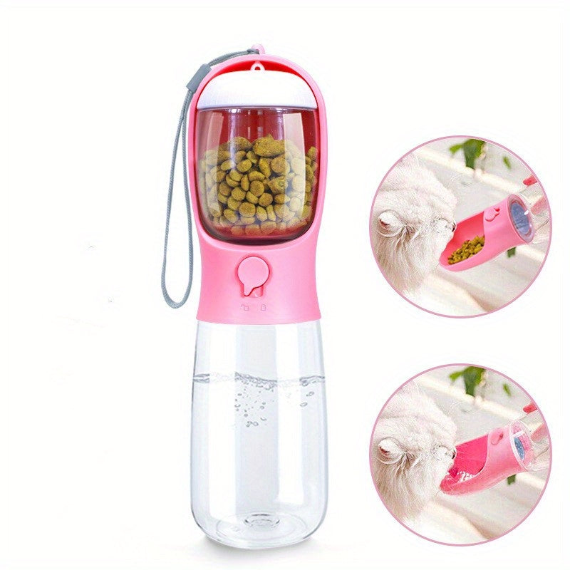 Large Capacity Portable Pet Water Bottle with Food Container