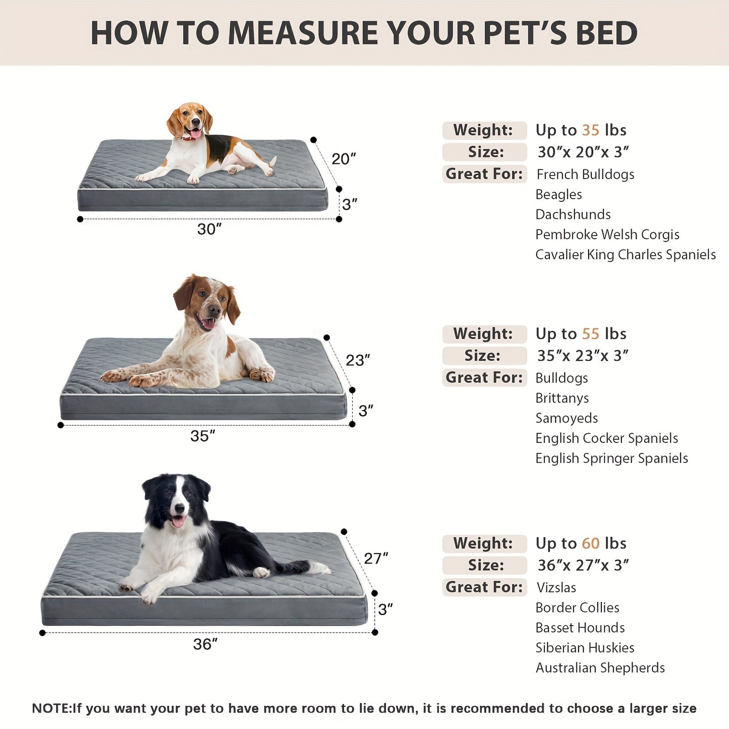 [Waterproof Orthopedic Dog Bed]  Large and Extra Large Waterproof Orthopedic Dog Bed - Removable Washable Cover & Anti-Slip Bottom for Large Dogs