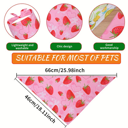 10pcs Dog Bandanas, Spring Summer Fruit/Flower/Dog Claw/Tropical Plants Leaves/Camouflage