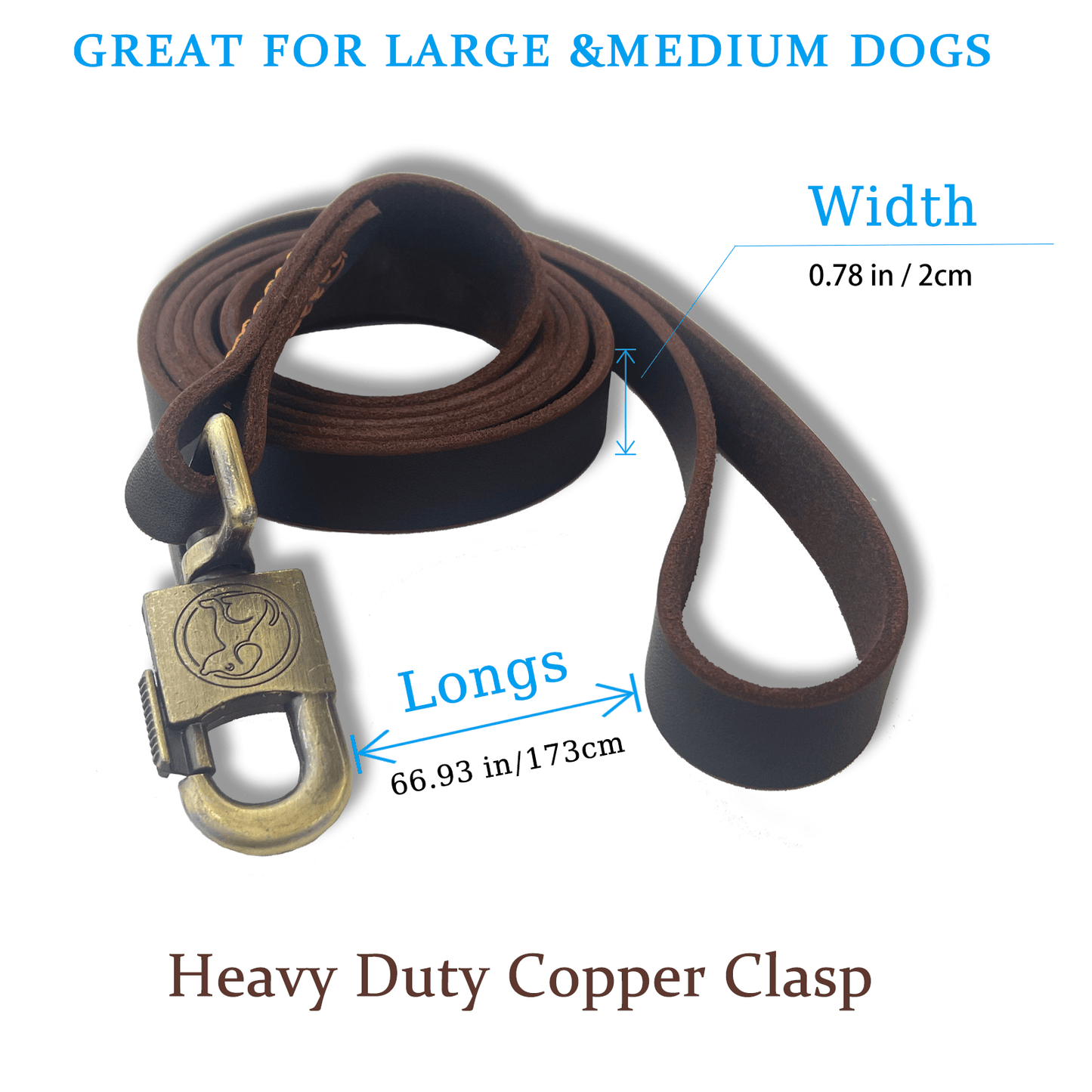 Durable 6ft Leather Dog Leash - Heavy Duty Braided Training Leash for All Dog Sizes