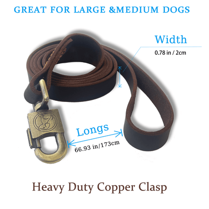 Durable 6ft Leather Dog Leash - Heavy Duty Braided Training Leash for All Dog Sizes