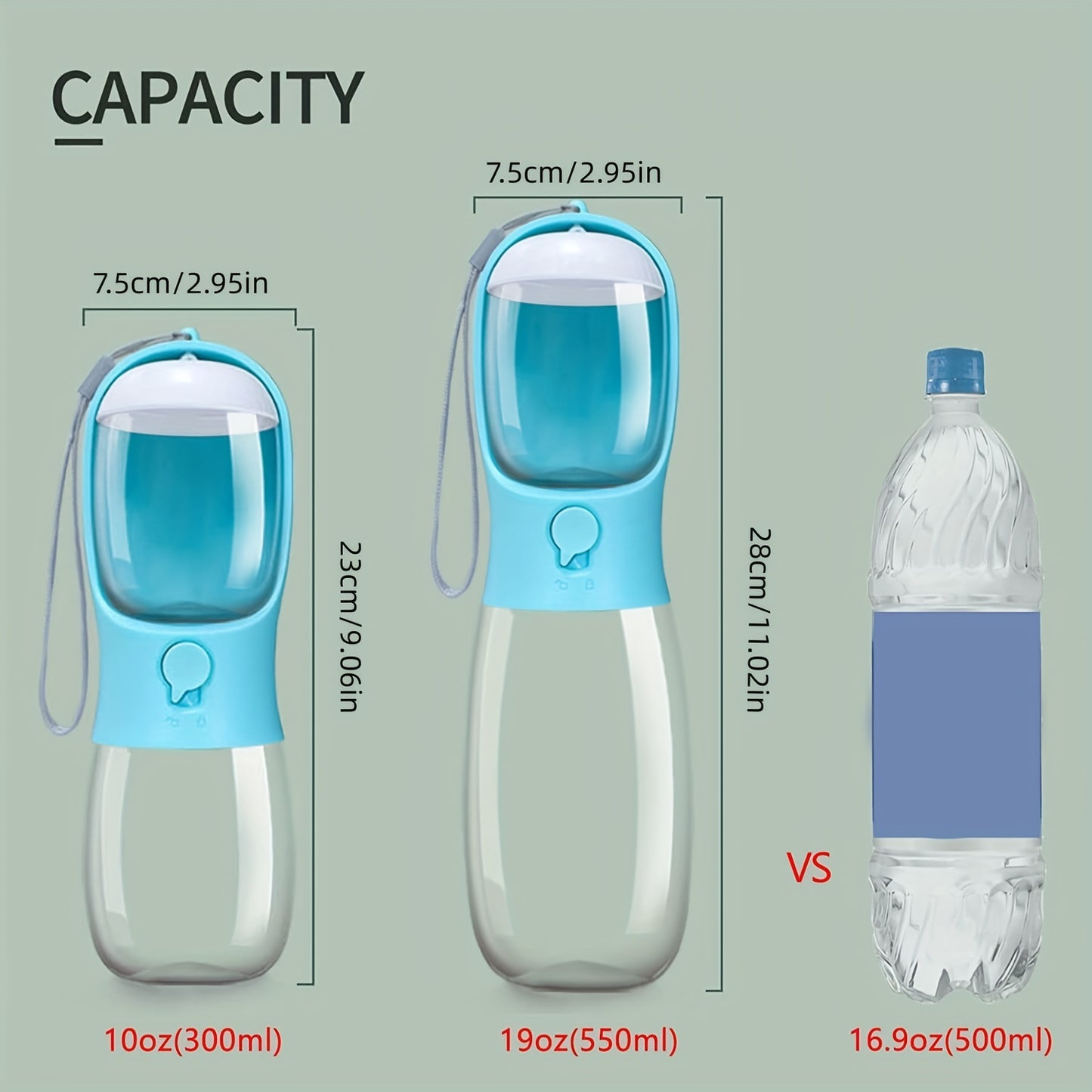 Large Capacity Portable Pet Water Bottle with Food Container