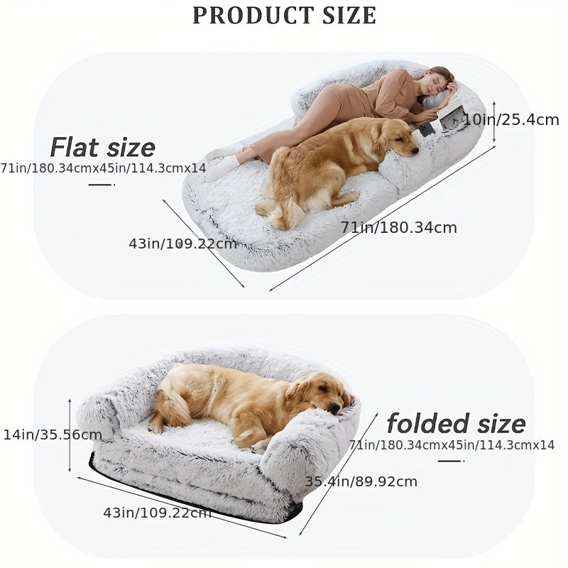 1pc Deluxe Plush Pet Sofa Bed For Medium To Large Dogs And Cats - Collapsible Dog Bed