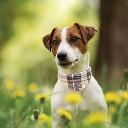 Classic Puppy Plaid Pet Collar Traction Set Dog Triangle Scarf Collar Bow